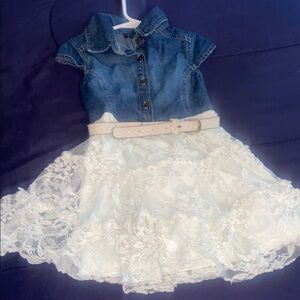 Denim and Lace Dress with Belt| size:4| girl